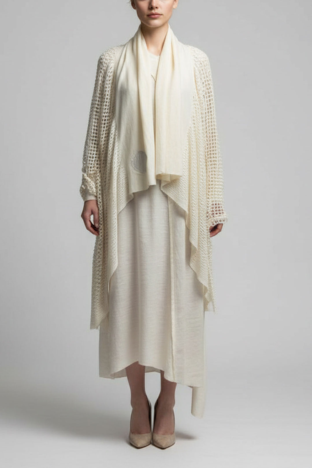 PLAIN CORNICE STOLE［WOOL］SOLID COLOR (WHITE)