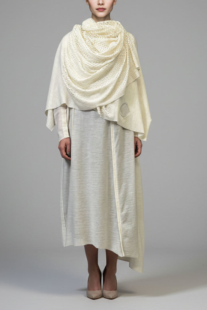 PLAIN CORNICE STOLE［WOOL］SOLID COLOR (WHITE)
