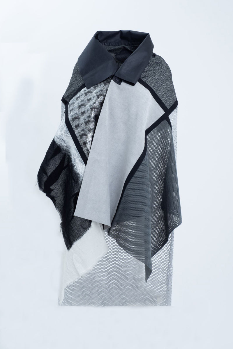 HYBRID PONCHO［WOOL × LEATHER］