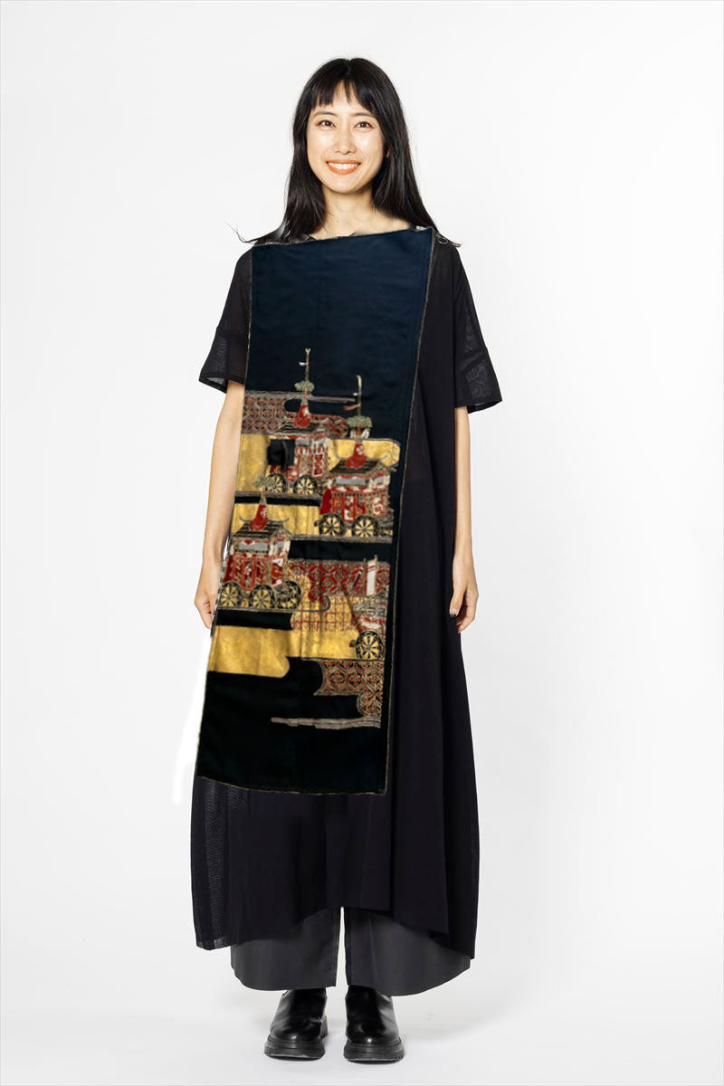 ZIP ONE PIECE［COTTON］HALF SLEEVE+KIMONO PANEL