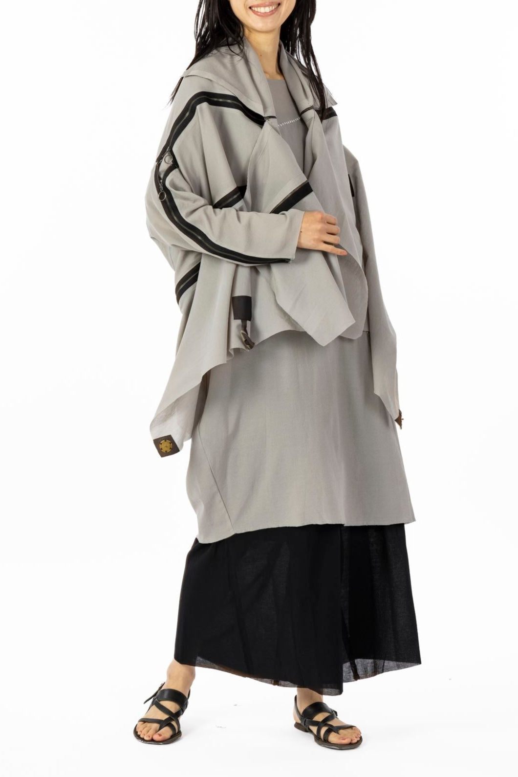 COAT STOLE［COTTON］SILVER GRAY with PANEL