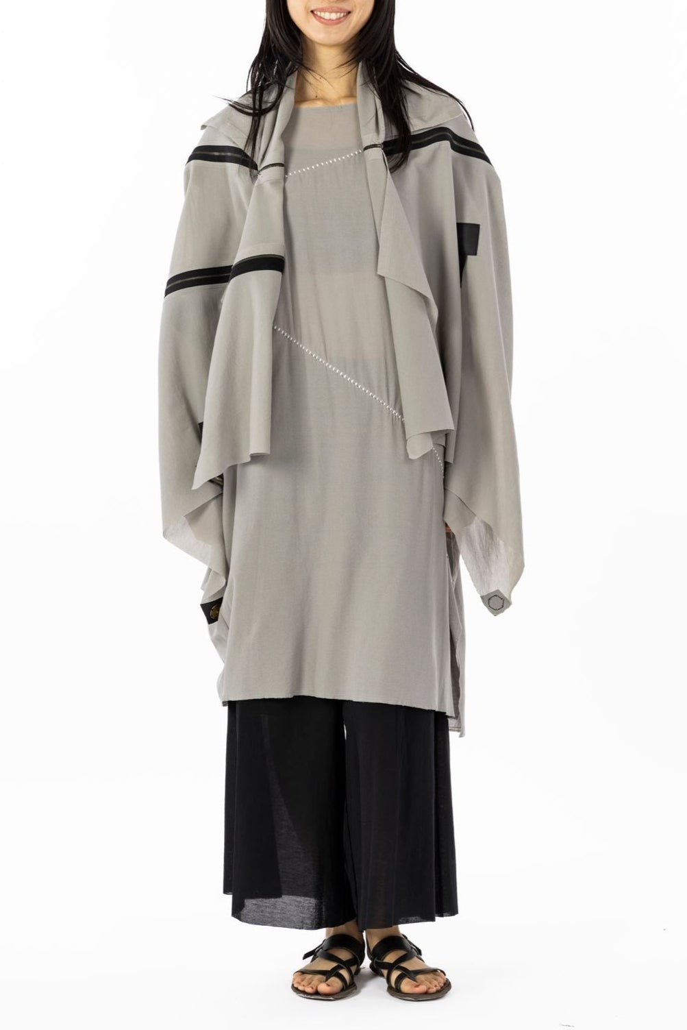 COAT STOLE［COTTON］SILVER GRAY with PANEL