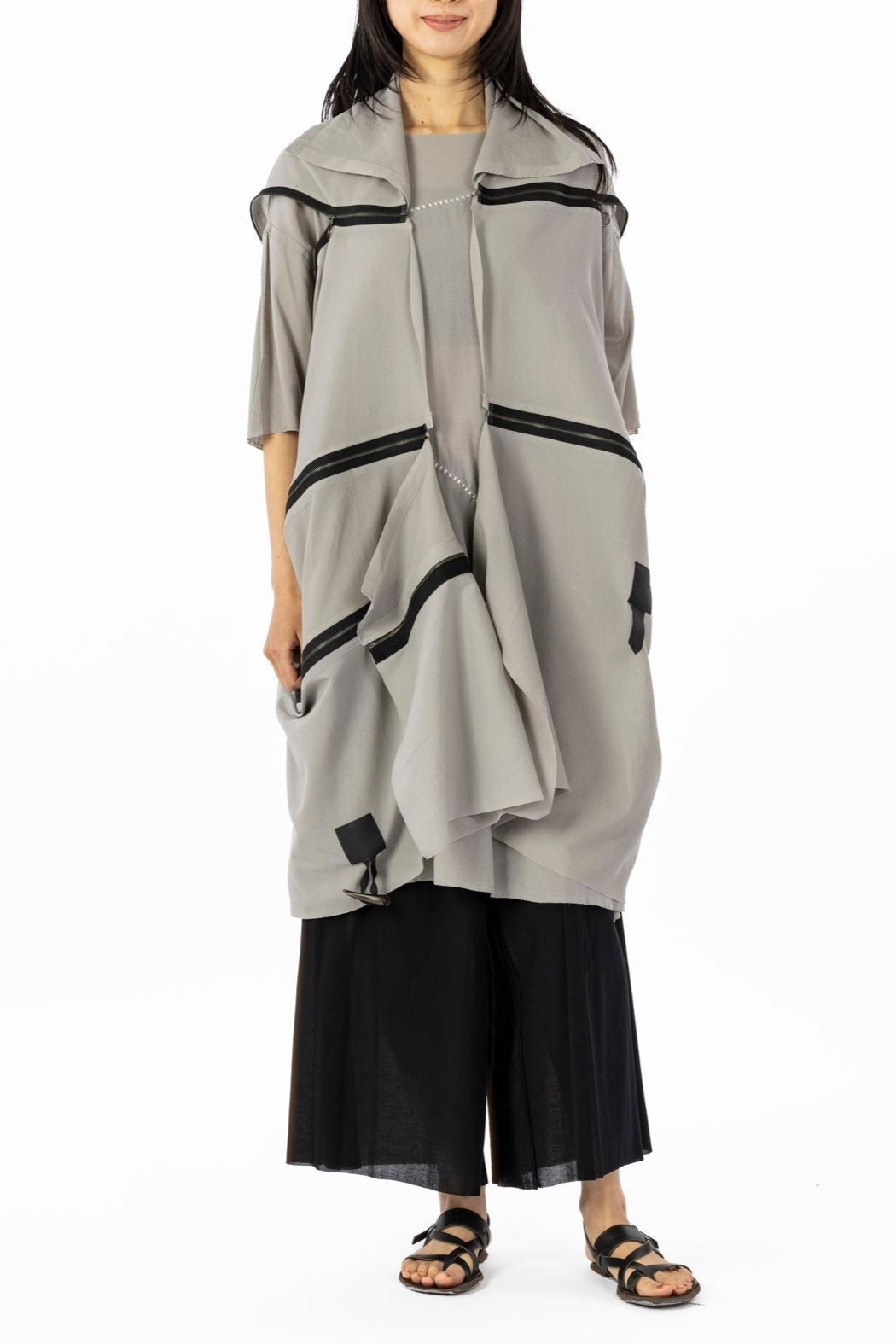 COAT STOLE［COTTON］SILVER GRAY with PANEL