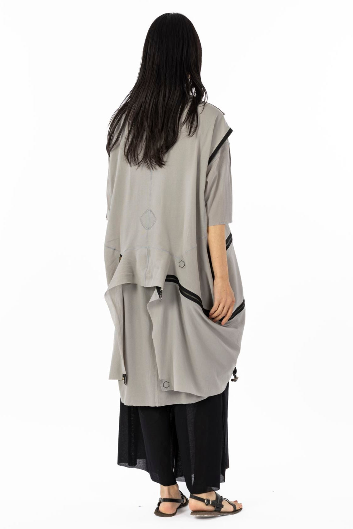 COAT STOLE［COTTON］SILVER GRAY with PANEL
