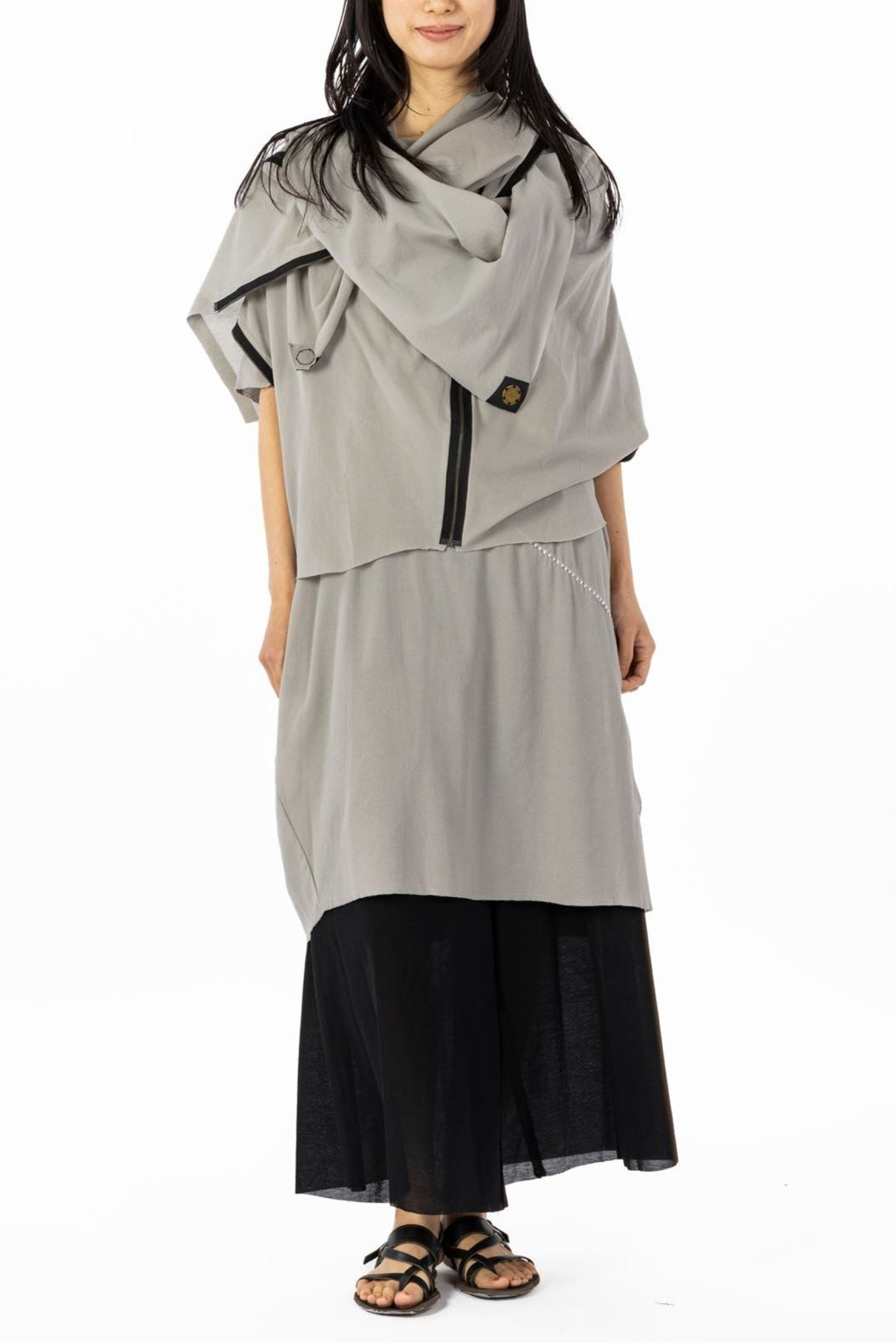 COAT STOLE［COTTON］SILVER GRAY with PANEL
