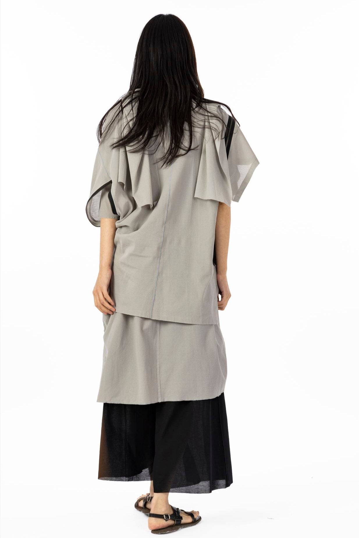 COAT STOLE［COTTON］SILVER GRAY with PANEL
