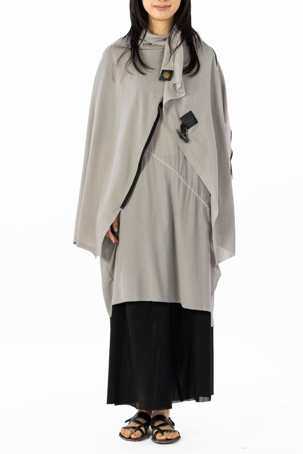 COAT STOLE［COTTON］SILVER GRAY with PANEL