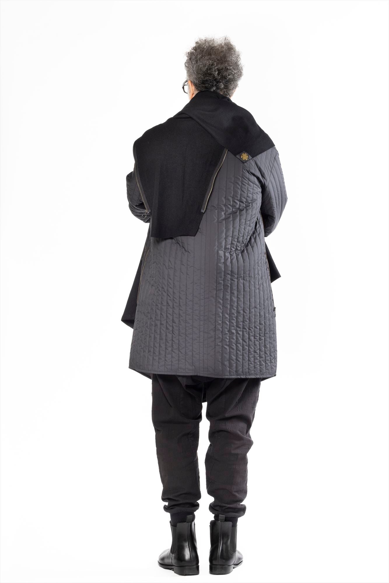 (PAIR IN SET) COAT STOLE WOOL + QUILT INNER COAT