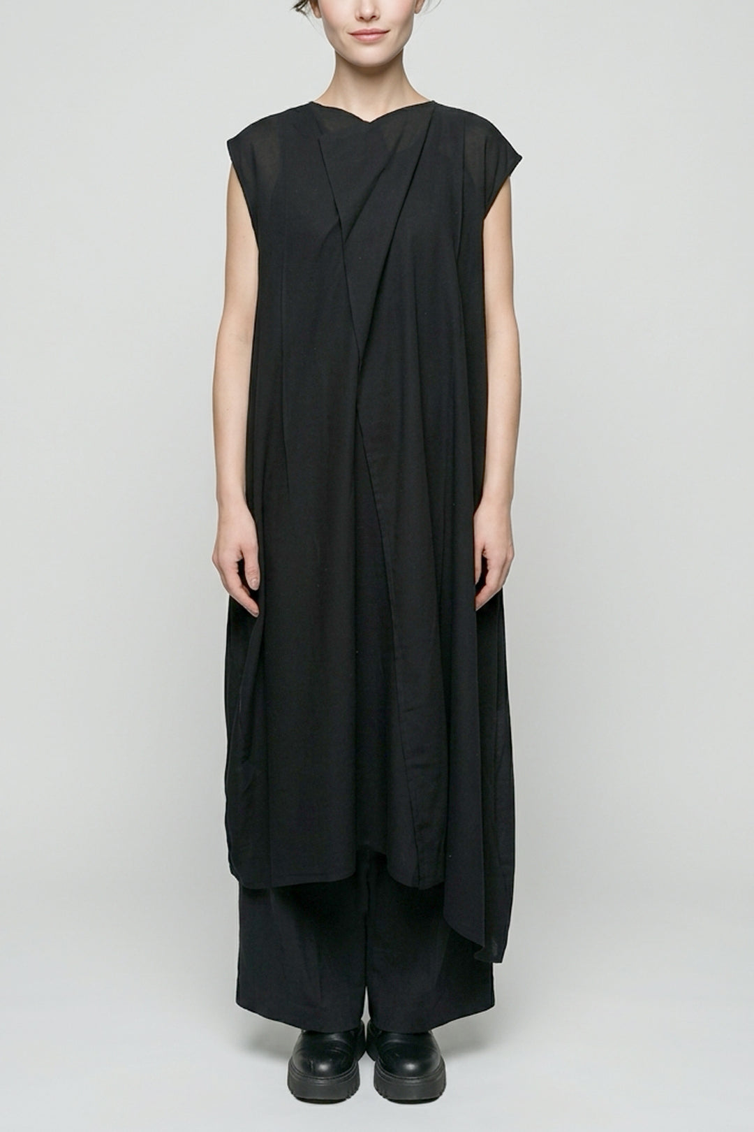 2WAY CROPPED SHOULDER ONE PIECE - NO SLEEVE［COTTON］