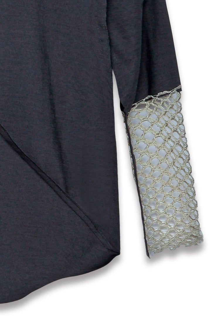 V NECK TUNIC WITH LACE［WOOL］
