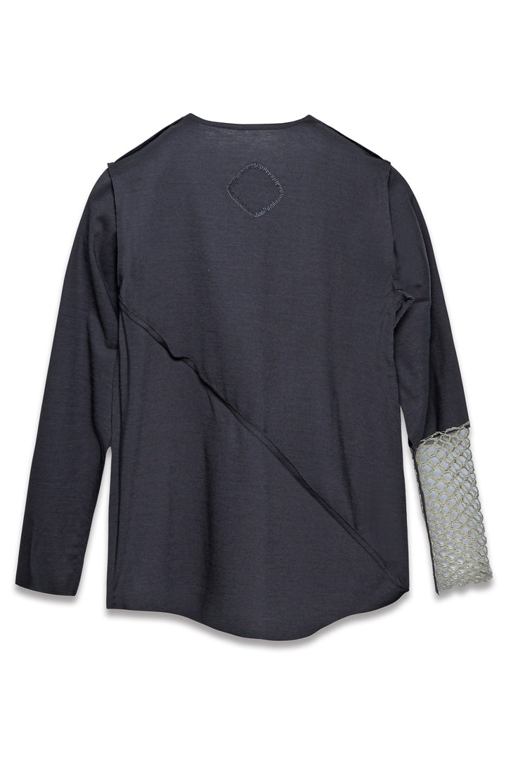 V NECK TUNIC WITH LACE［WOOL］