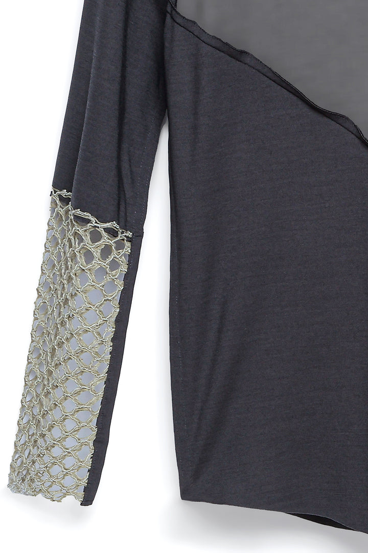 V NECK TUNIC WITH LACE［WOOL］