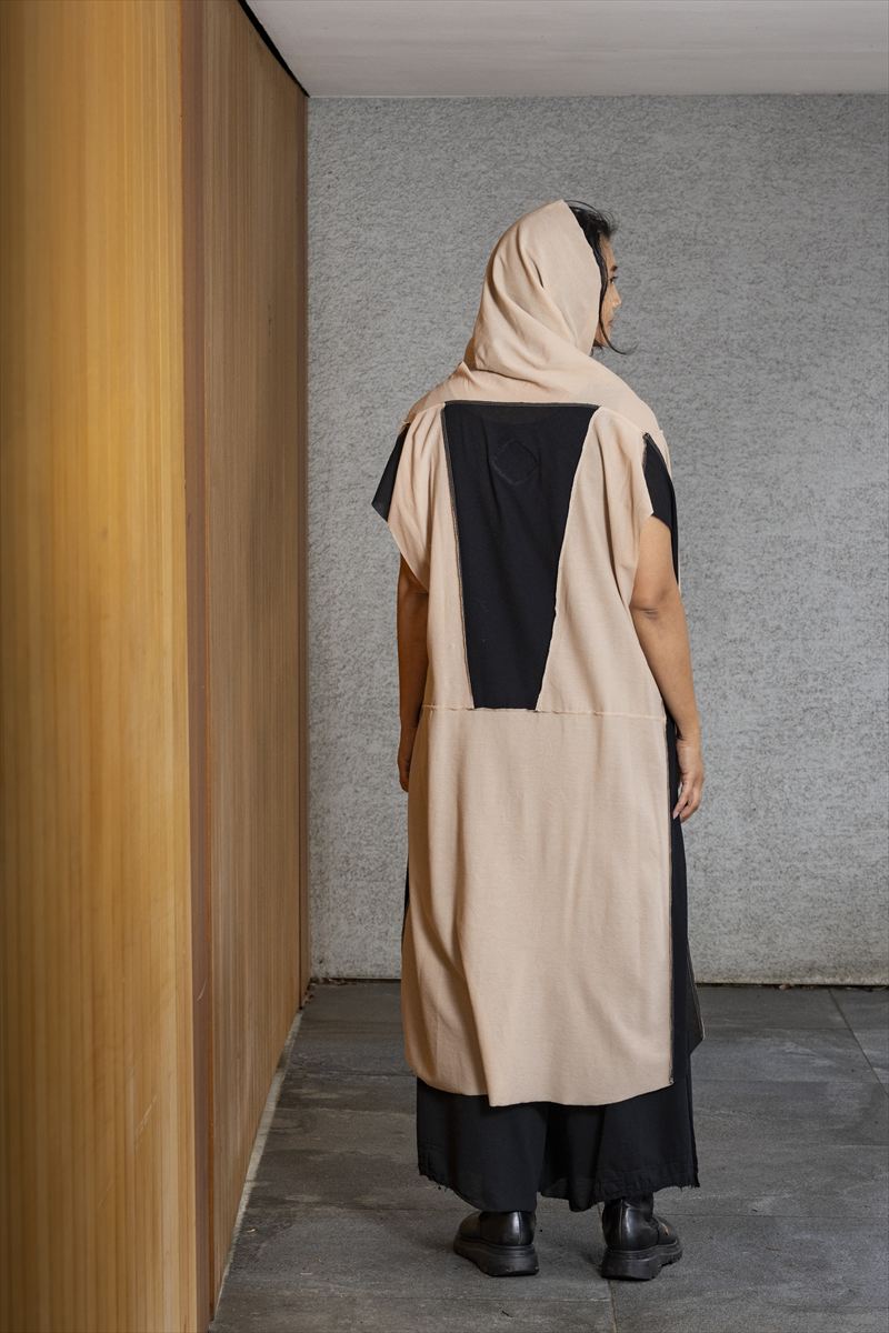 3 WAYS HOODED ONE PIECE［COTTON］BLOCK COLOR BEIGE