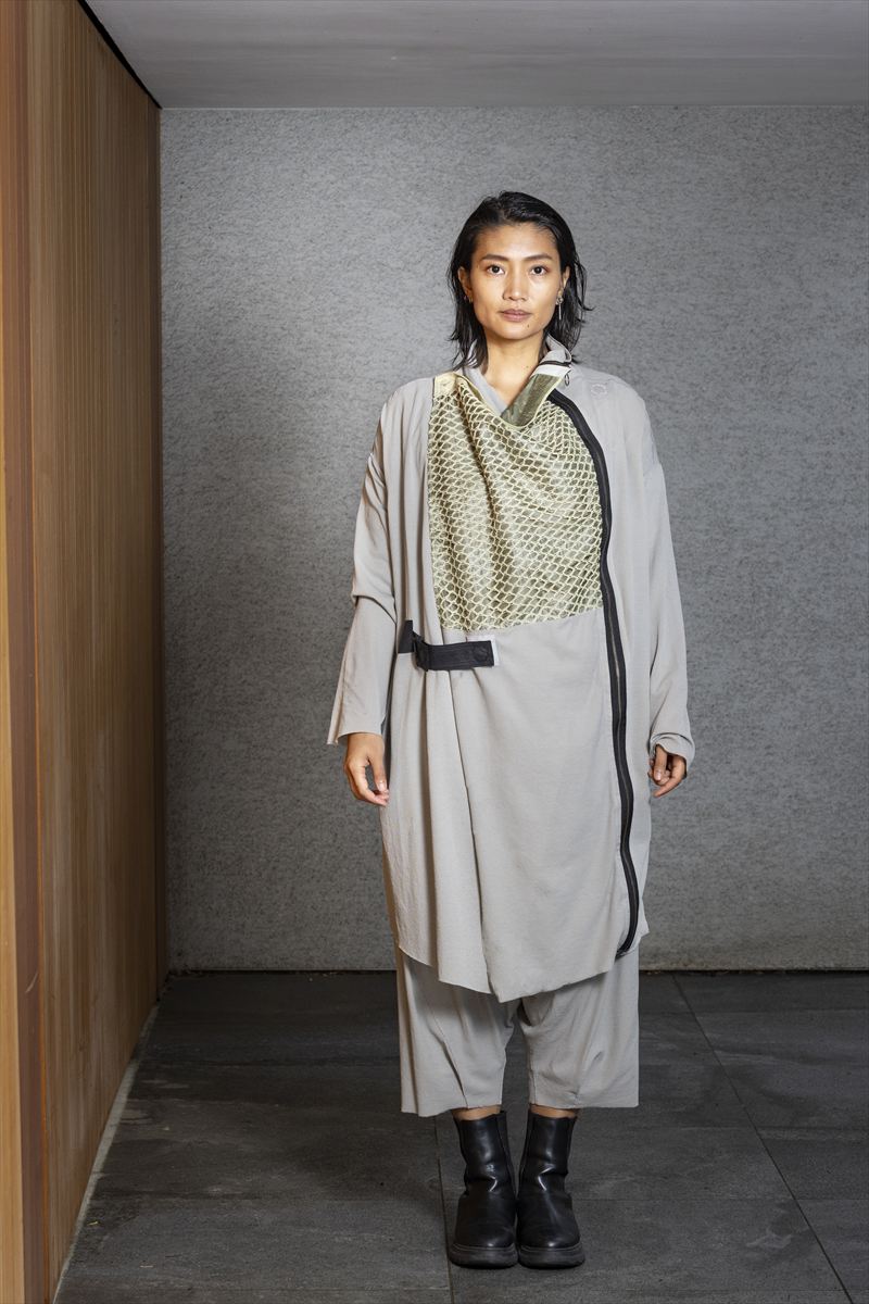 COAT STOLE［COTTON］SILVER GRAY with PANEL