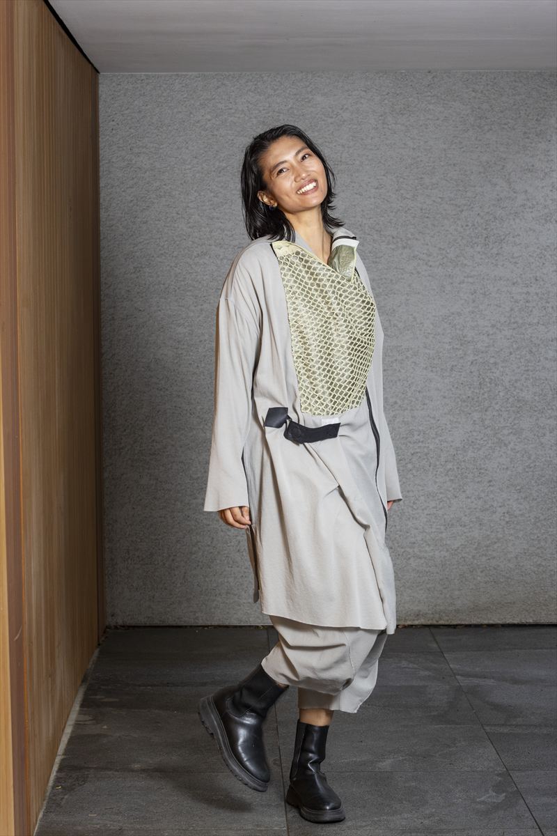 COAT STOLE［COTTON］SILVER GRAY with PANEL