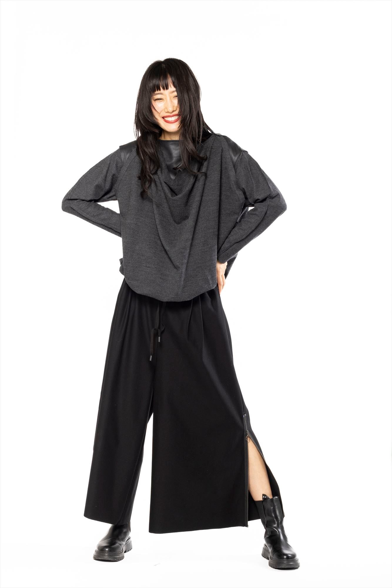 ZIP WIDE PANTS［COTTON］